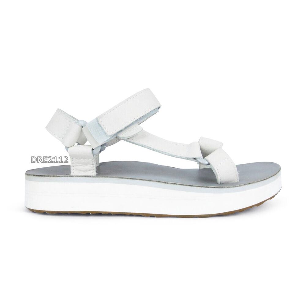 Teva Midform Universal Leather White Grey Sandals Womens Size 6 -NIB-